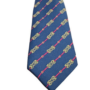Hermes Navy and Gold Patterned Tie